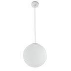 Minimalist White Glass Silver Metal Globe Kitchen Pendant