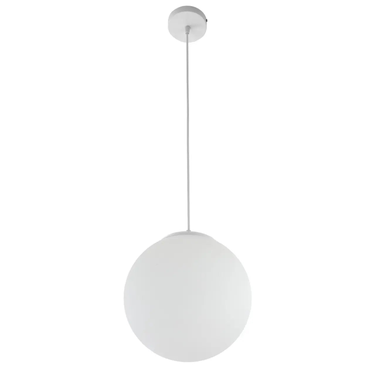 Minimalist White Glass Silver Metal Globe Kitchen Pendant