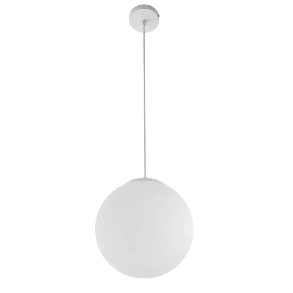 Minimalist White Glass Silver Metal Globe Kitchen Pendant