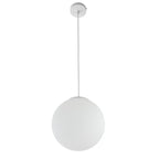 Minimalist White Glass Silver Metal Globe Kitchen Pendant
