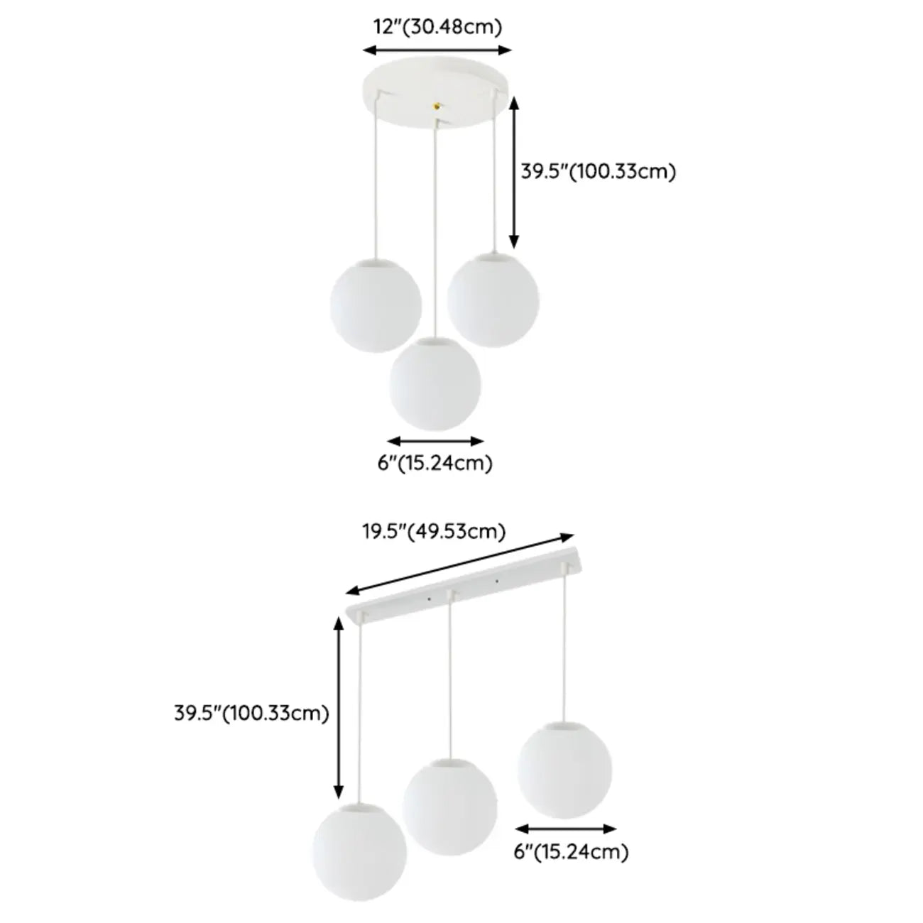 Minimalist White Glass Silver Metal Globe Kitchen Pendant