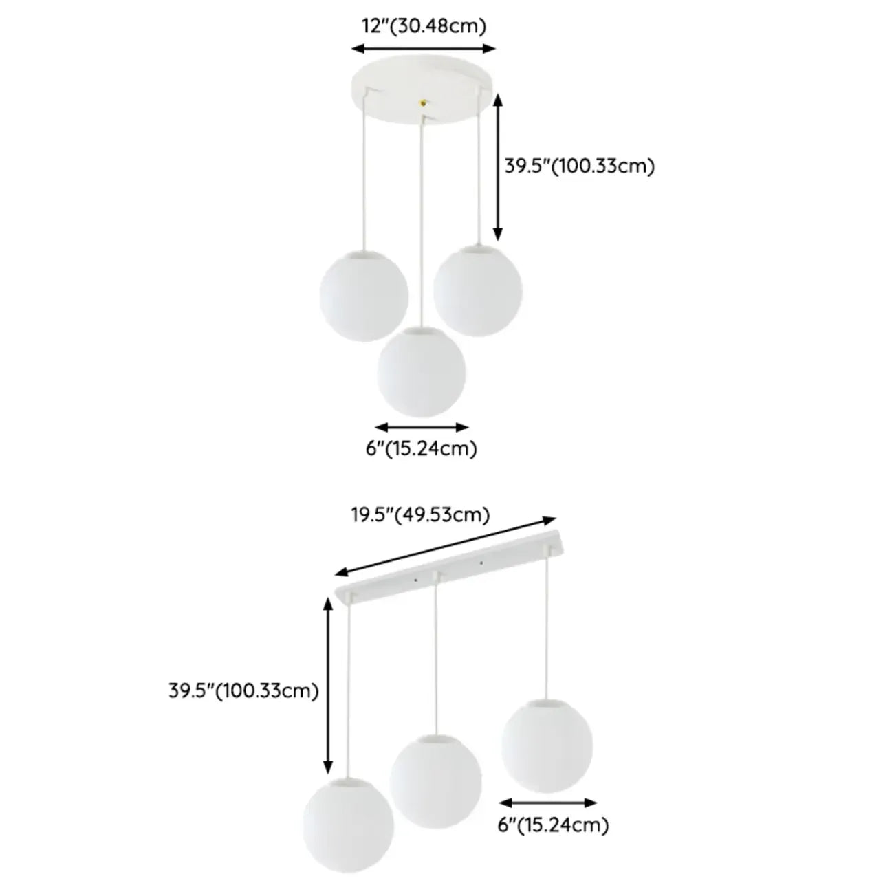 Minimalist White Glass Silver Metal Globe Kitchen Pendant