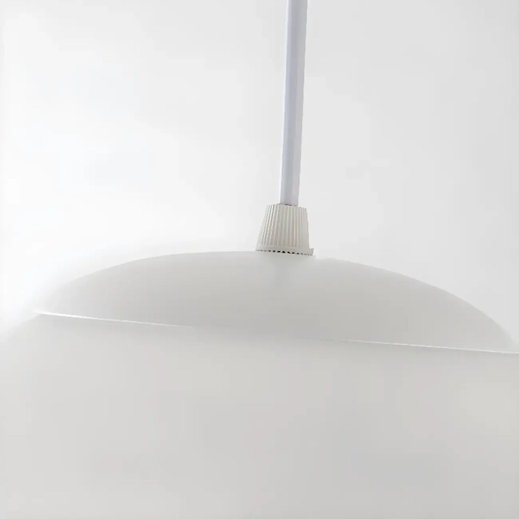 Minimalist White Glass Silver Metal Globe Kitchen Pendant