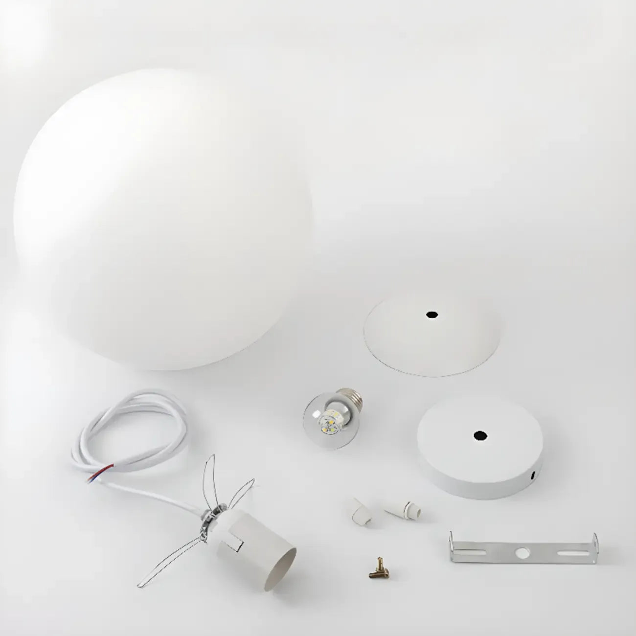 Minimalist White Glass Silver Metal Globe Kitchen Pendant