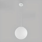 Minimalist White Glass Silver Metal Globe Kitchen Pendant