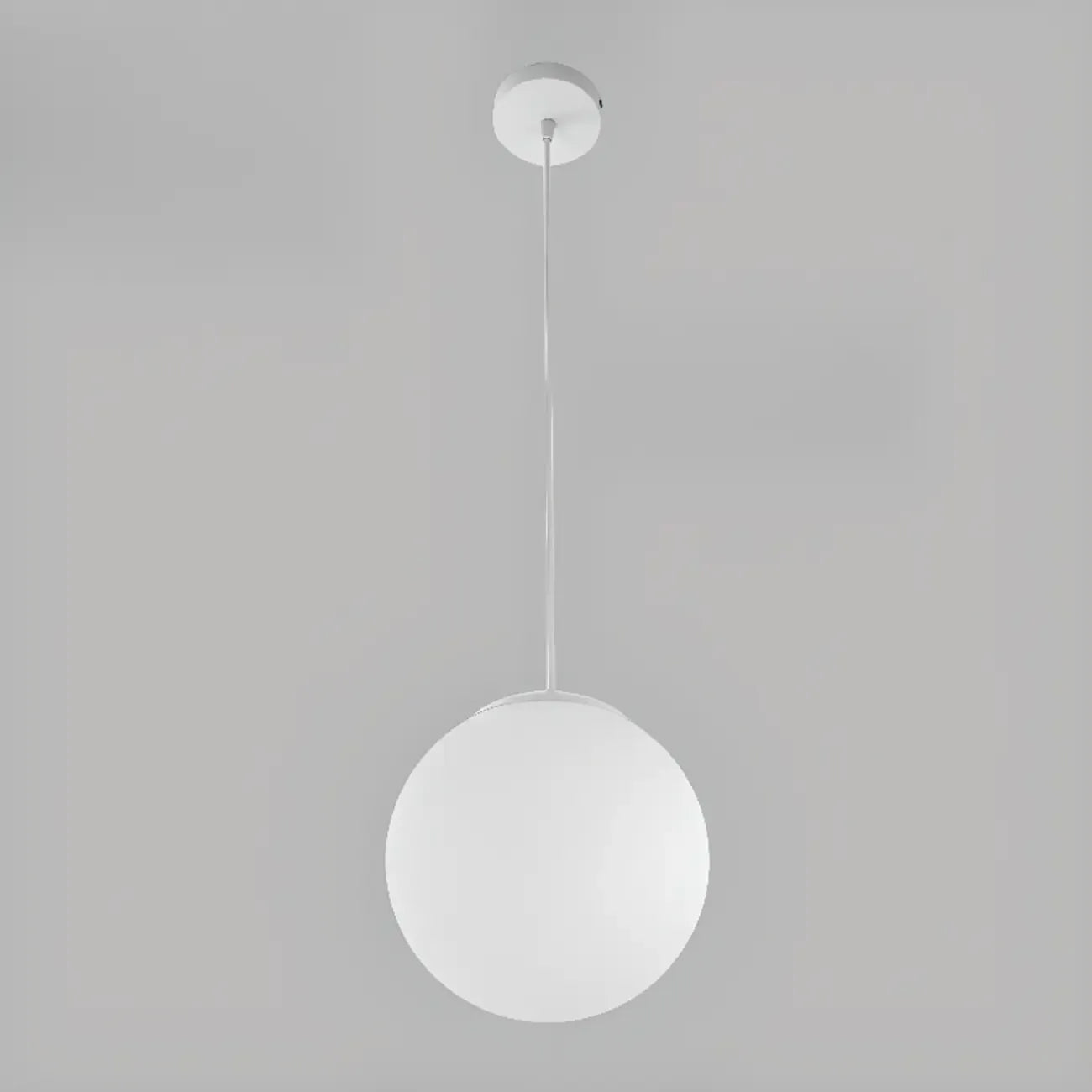 Minimalist White Glass Silver Metal Globe Kitchen Pendant