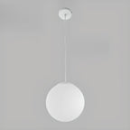 Minimalist White Glass Silver Metal Globe Kitchen Pendant
