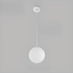 Minimalist White Glass Silver Metal Globe Kitchen Pendant