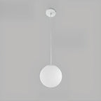 Minimalist White Glass Silver Metal Globe Kitchen Pendant