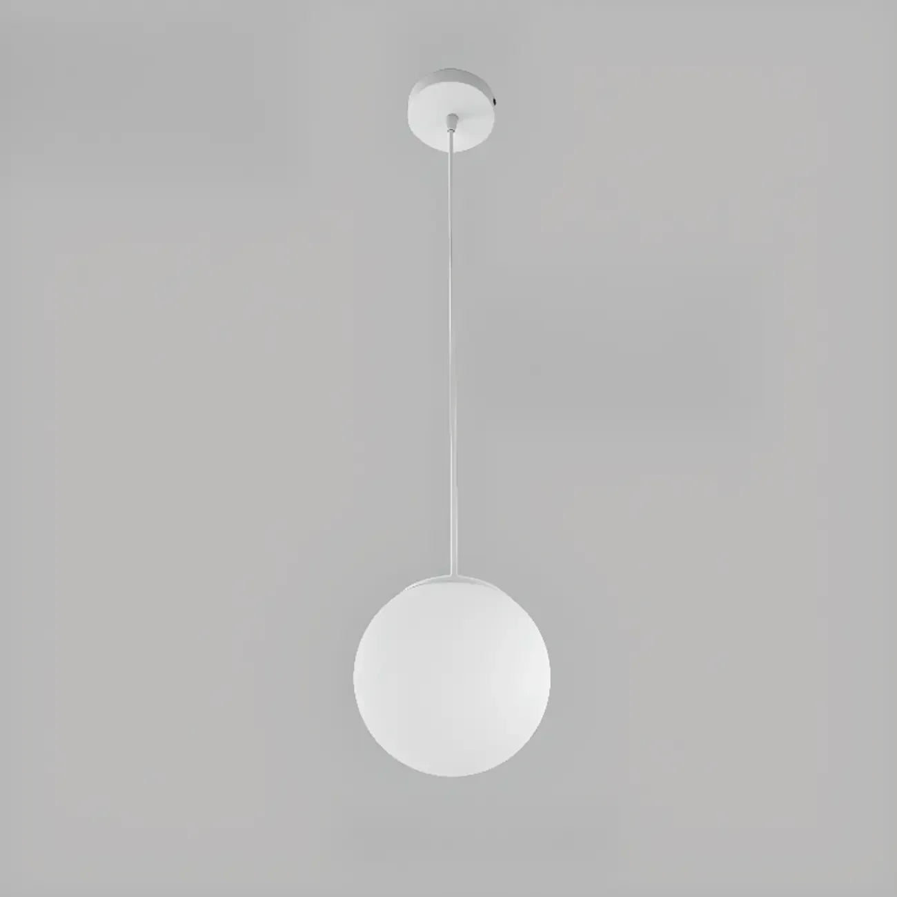 Minimalist White Glass Silver Metal Globe Kitchen Pendant