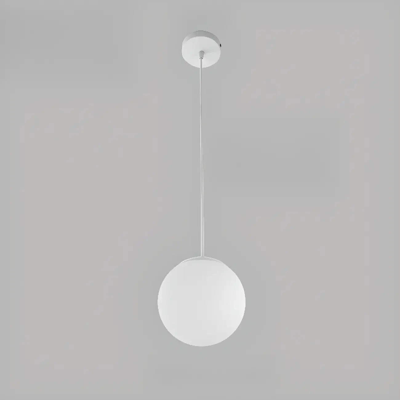 Minimalist White Glass Silver Metal Globe Kitchen Pendant