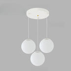 Minimalist White Glass Silver Metal Globe Kitchen Pendant