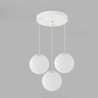 Minimalist White Glass Silver Metal Globe Kitchen Pendant