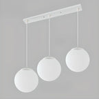 Minimalist White Glass Silver Metal Globe Kitchen Pendant