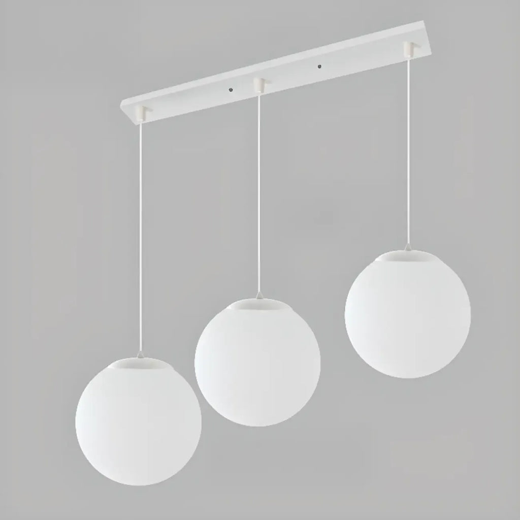 Minimalist White Glass Silver Metal Globe Kitchen Pendant
