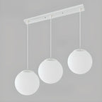 Minimalist White Glass Silver Metal Globe Kitchen Pendant