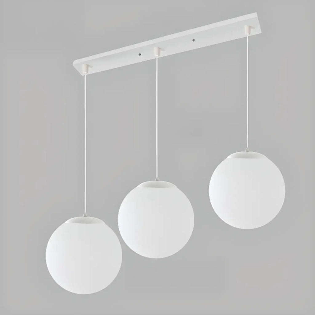 Minimalist White Glass Silver Metal Globe Kitchen Pendant