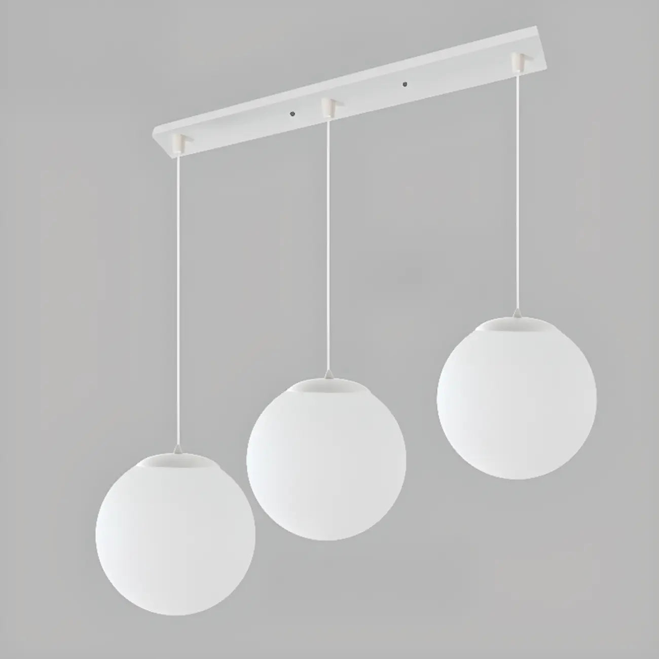 Minimalist White Glass Silver Metal Globe Kitchen Pendant