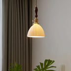 Classic White Brass Ceramic Dome Pendant Light