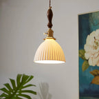 Classic White Brass Ceramic Dome Pendant Light