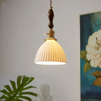 Classic White Brass Ceramic Dome Pendant Light