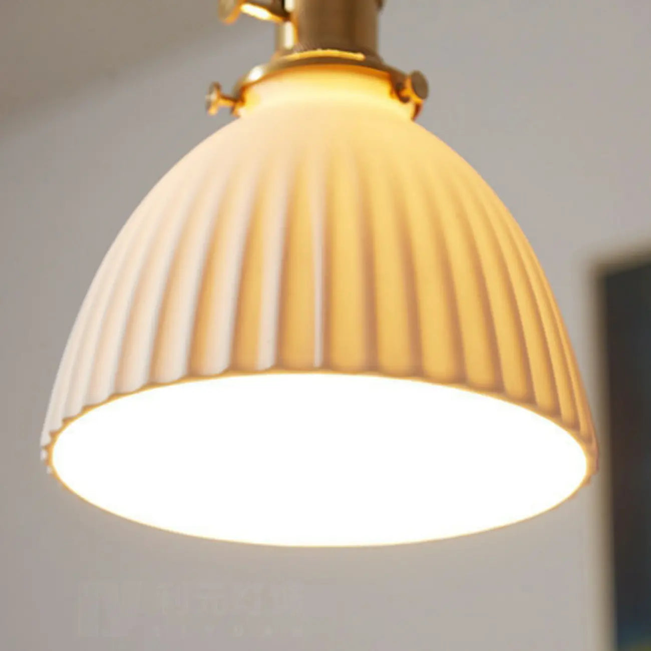 Classic White Brass Ceramic Dome Pendant Light