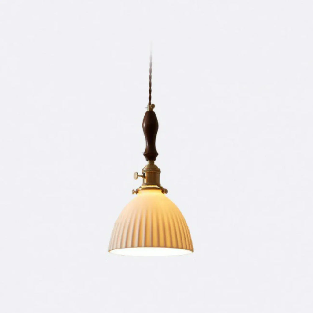 Classic White Brass Ceramic Dome Pendant Light