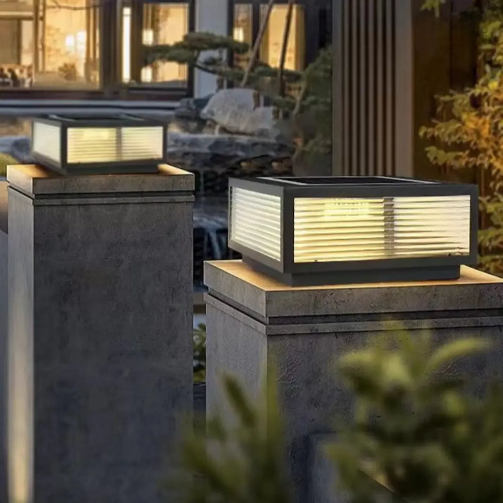 Modern Simple Square Black Solar Ourdoor Post Lights