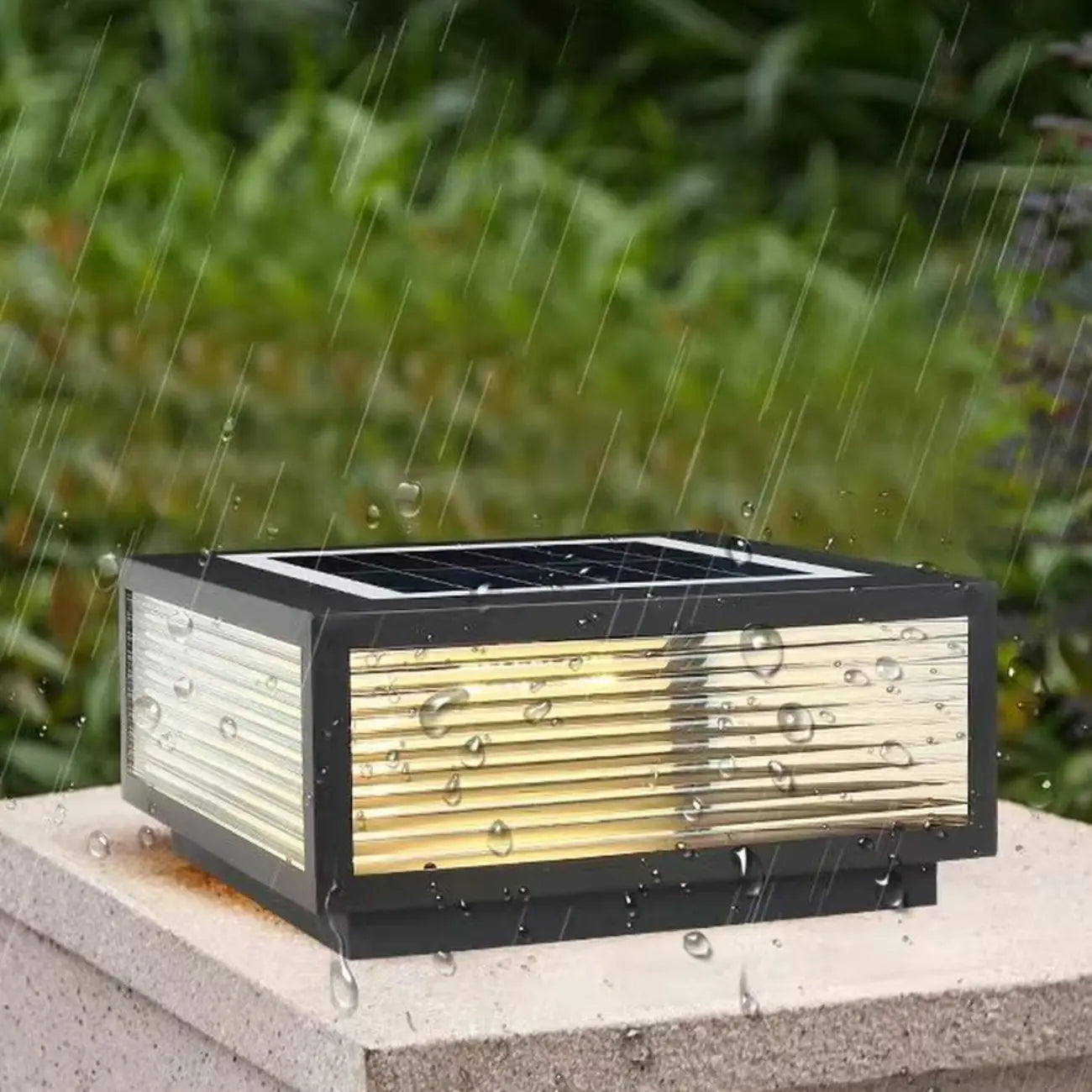 Modern Simple Square Black Solar Ourdoor Post Lights