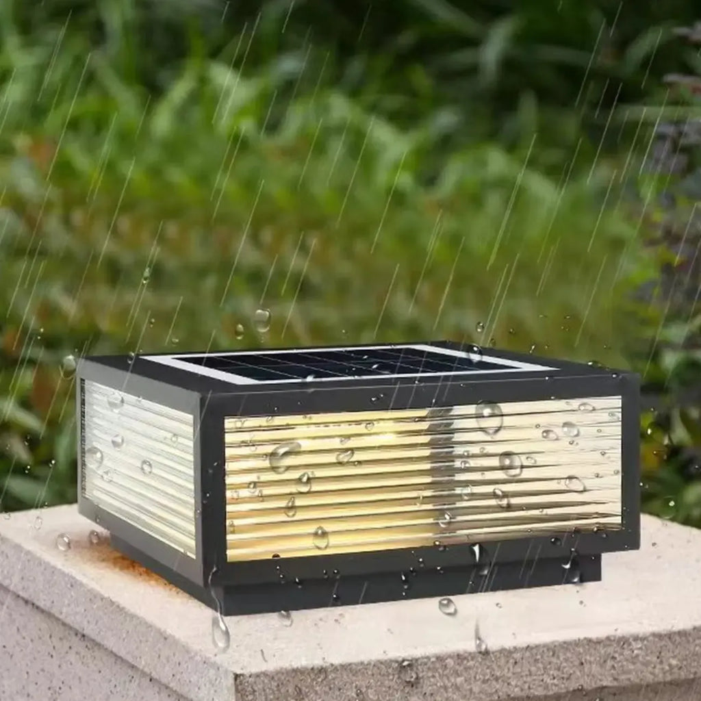 Modern Simple Square Black Solar Ourdoor Post Lights