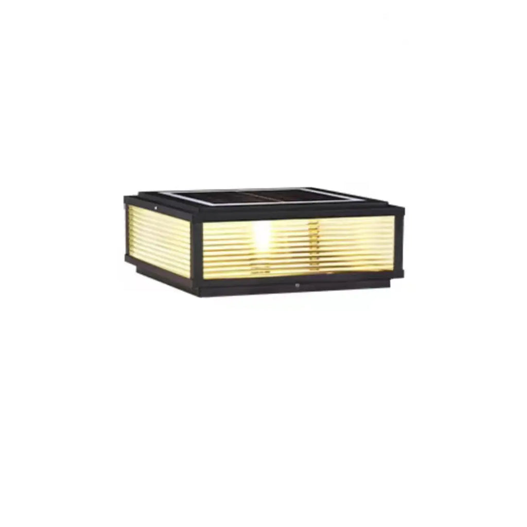 Modern Simple Square Black Solar Ourdoor Post Lights