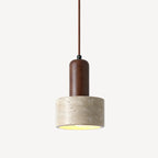 Cylinder Wood Stone Rope Bedside Pendant Light