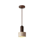 Cylinder Wood Stone Rope Bedside Pendant Light