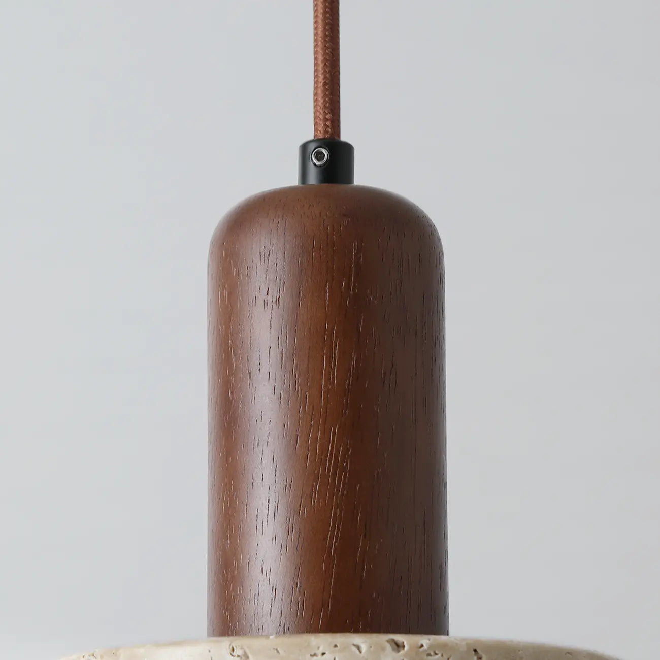 Cylinder Wood Stone Rope Bedside Pendant Light