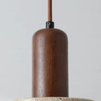 Cylinder Wood Stone Rope Bedside Pendant Light