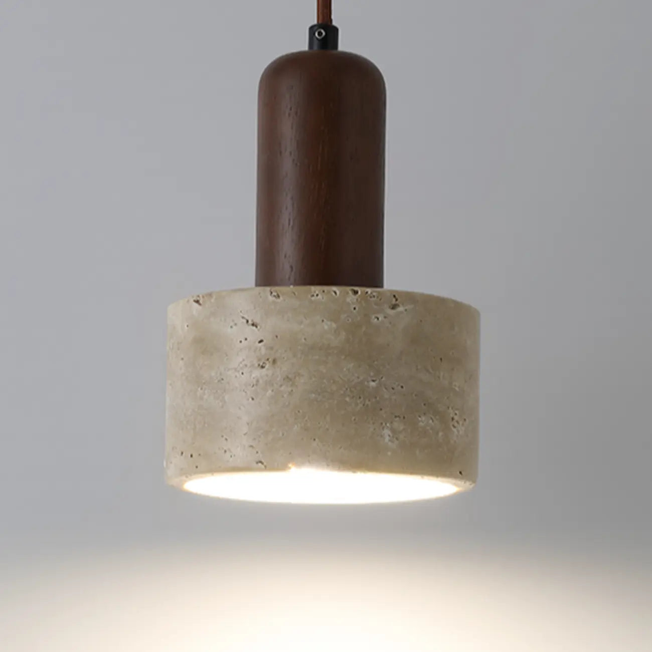 Cylinder Wood Stone Rope Bedside Pendant Light