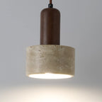 Cylinder Wood Stone Rope Bedside Pendant Light