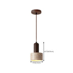 Cylinder Wood Stone Rope Bedside Pendant Light