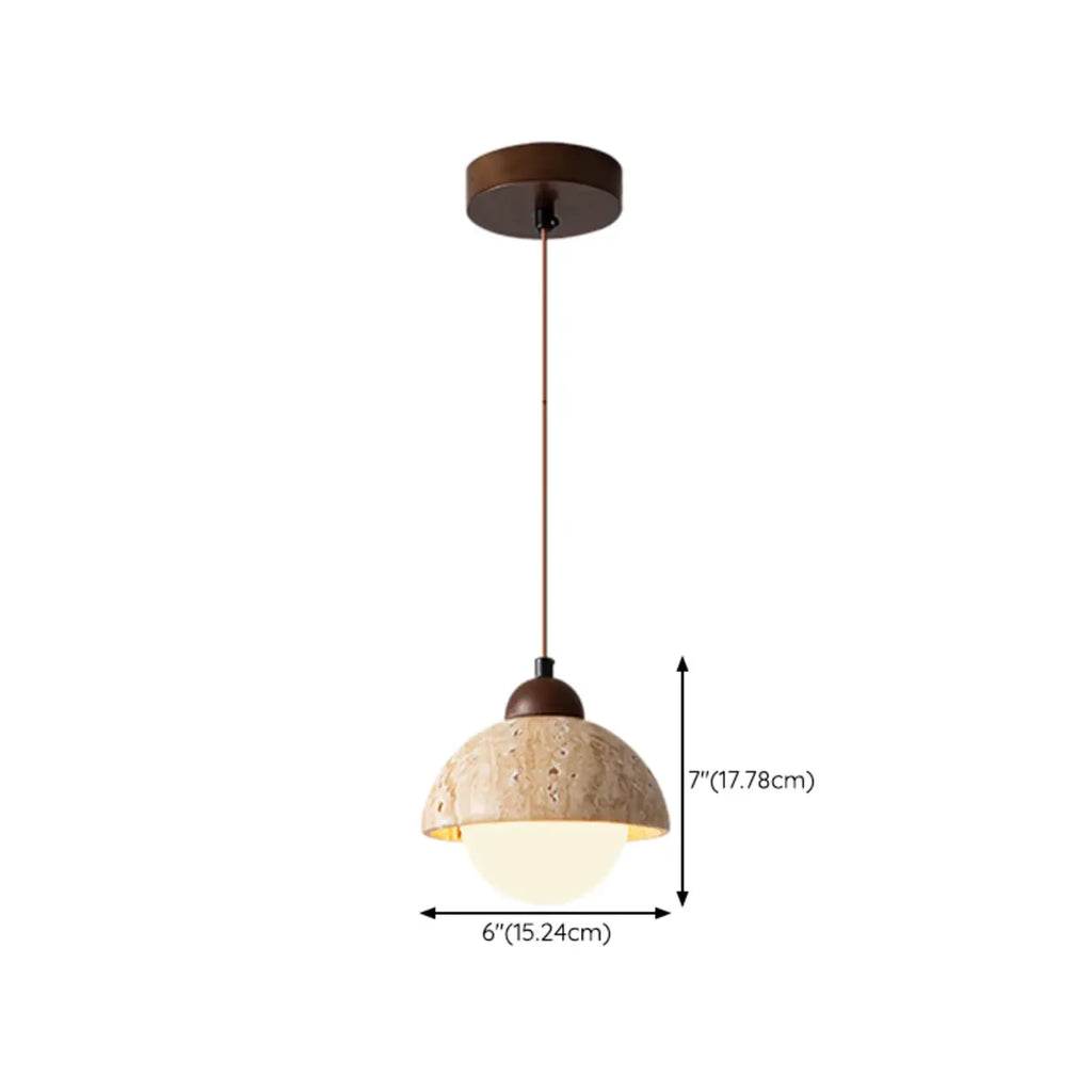 Cylinder Wood Stone Rope Bedside Pendant Light