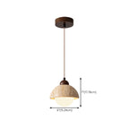Cylinder Wood Stone Rope Bedside Pendant Light