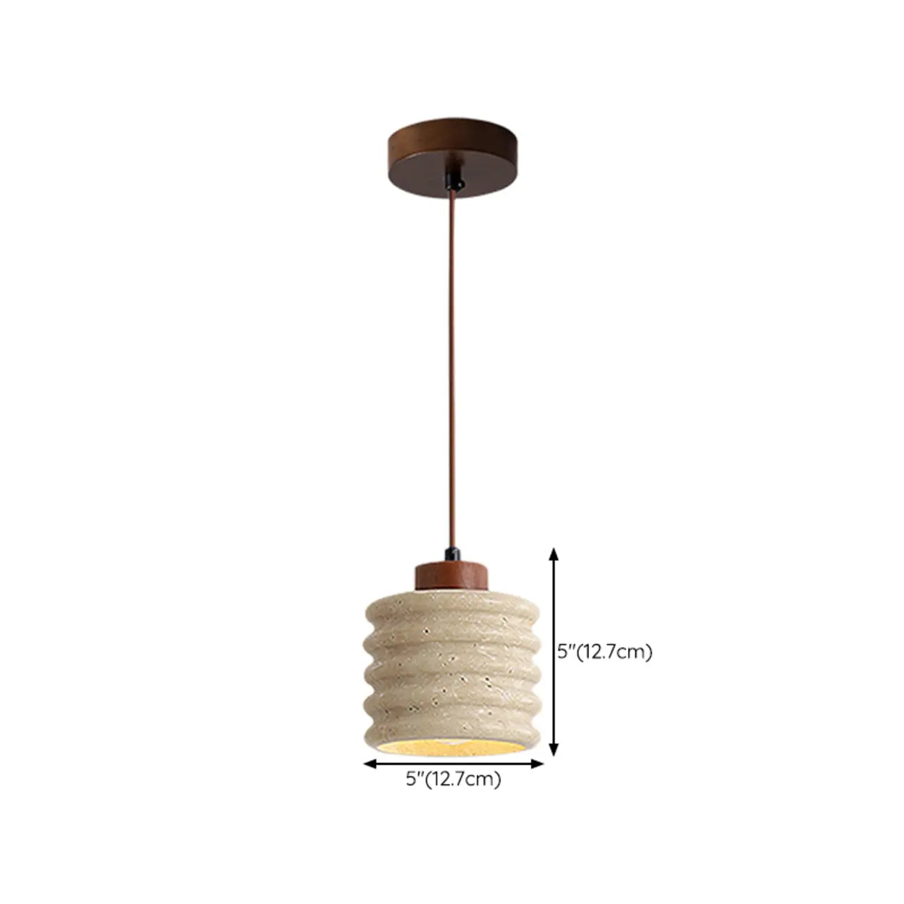 Cylinder Wood Stone Rope Bedside Pendant Light