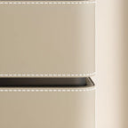 Modern Faux Marble Top Leather Rounded 2-Drawer Nightstand