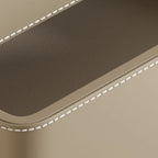 Modern Faux Marble Top Leather Rounded 2-Drawer Nightstand