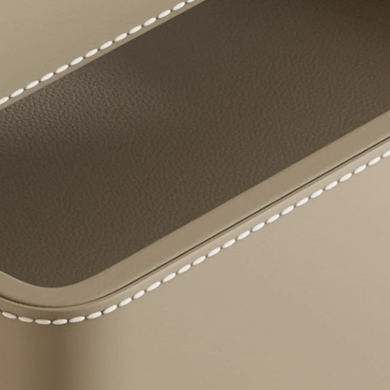 Modern Faux Marble Top Leather Rounded 2-Drawer Nightstand