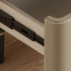 Modern Faux Marble Top Leather Rounded 2-Drawer Nightstand