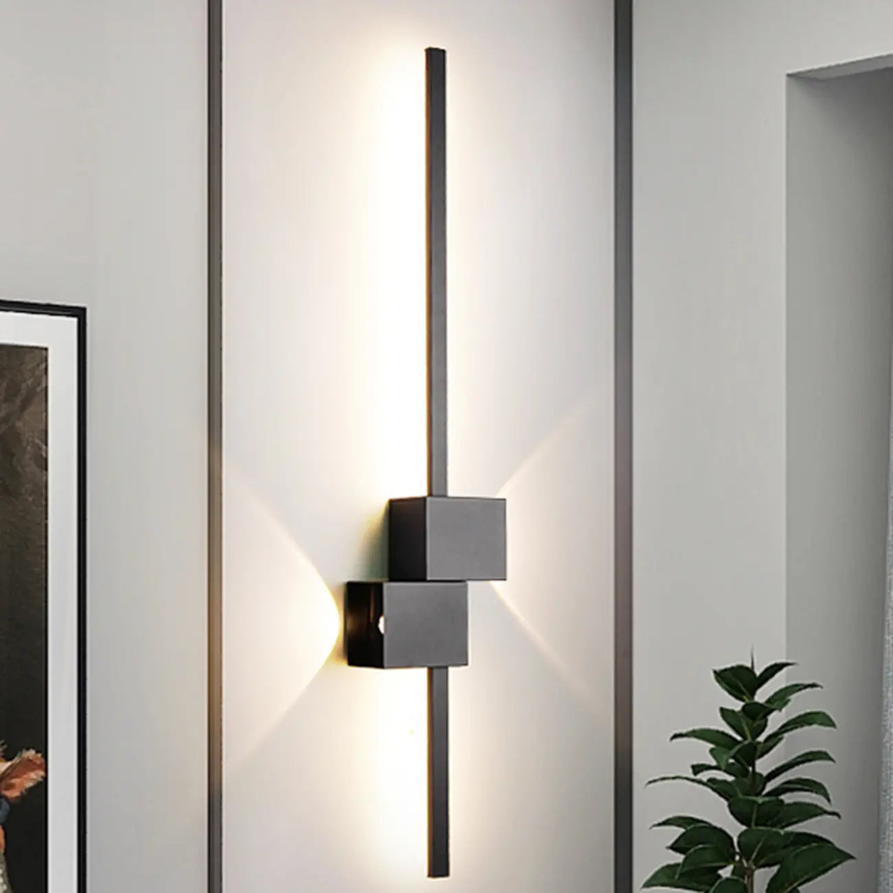 Large Stylish Black Geometric LED 4-Light Wall Sconce