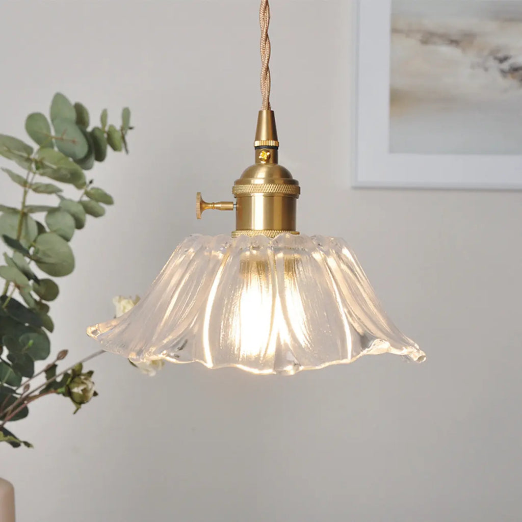 Elegant Glass Flower Pendant Light for Indoor Adjustable