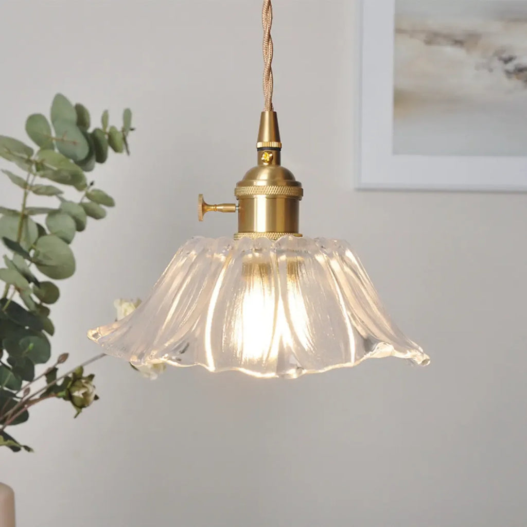 Elegant Glass Flower Pendant Light for Indoor Adjustable