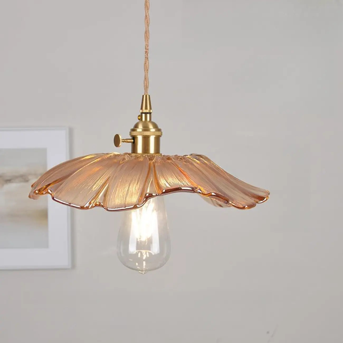 Elegant Glass Flower Pendant Light for Indoor Adjustable