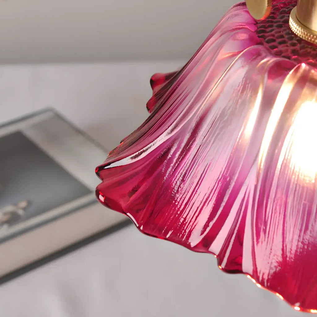 Elegant Glass Flower Pendant Light for Indoor Adjustable
